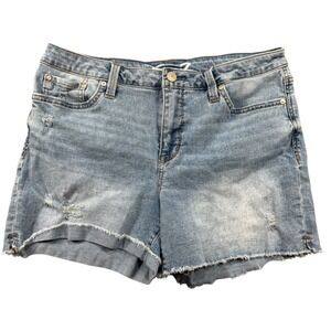 Seven7 Women's Denim Shorts Jorts‎ Size 10 Blue Distressed Frayed Hem Casual